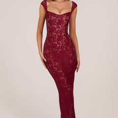 Red Elisa Elegant Evening Dress – Sleek Formal Party Gown