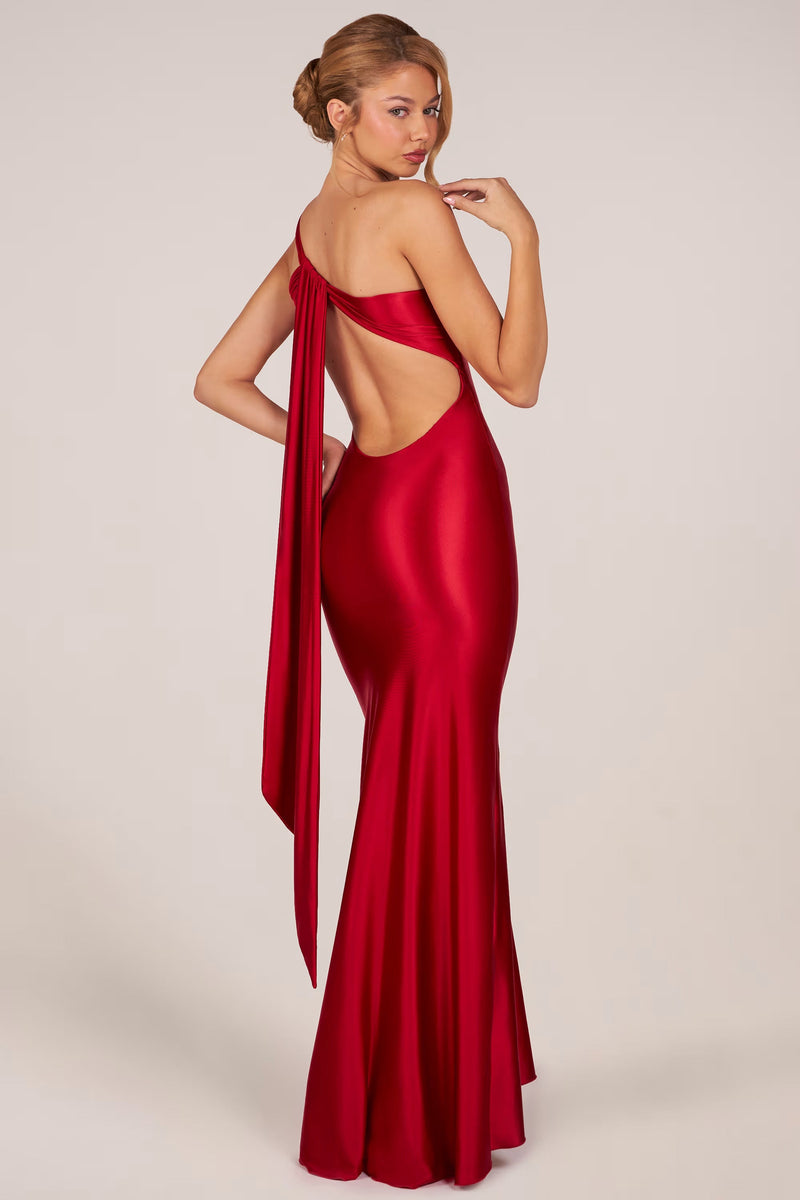Red Adelina Elegant Evening Dress – Slim Fit Party & Cocktail Dress