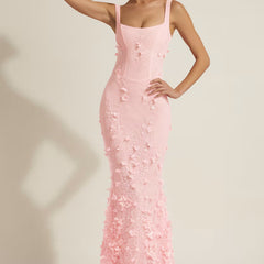 Vasanta Pink Embellished Fishtail Corset Gown – Mermaid Evening Dress