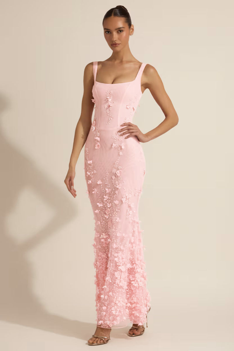 Vasanta Pink Embellished Fishtail Corset Gown – Mermaid Evening Dress