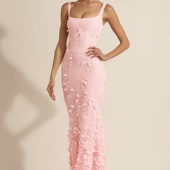 Vasanta Pink Embellished Fishtail Corset Gown – Mermaid Evening Dress