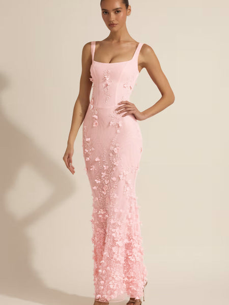 Vasanta Pink Embellished Fishtail Corset Gown – Mermaid Evening Dress